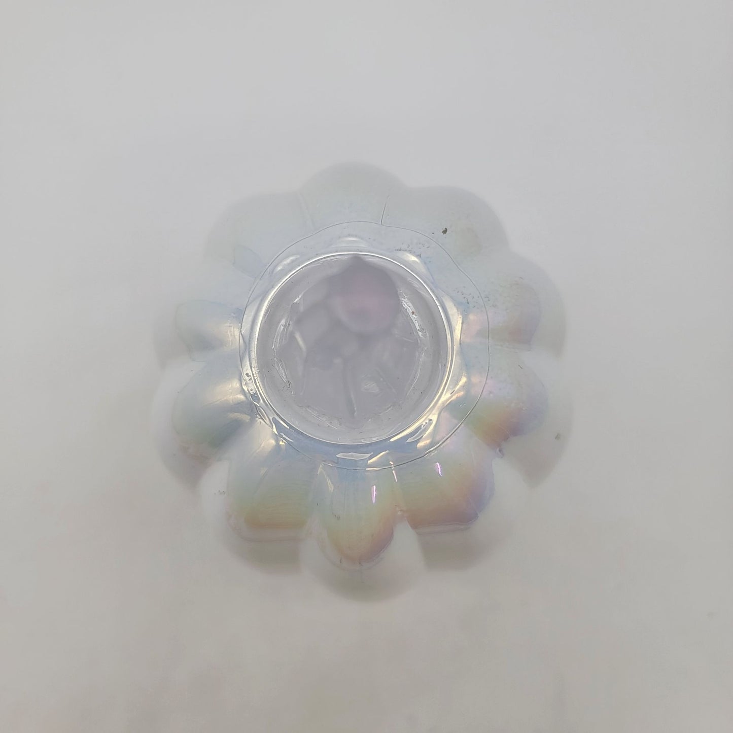 Iridescent White Art Glass Pumpkin