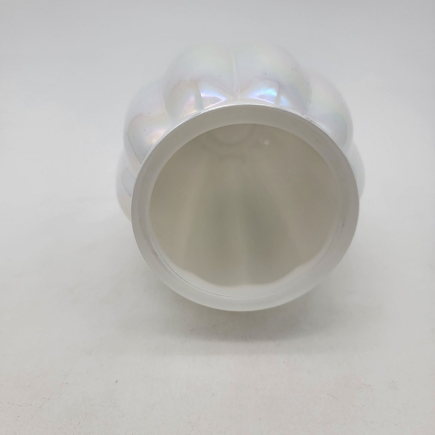 Iridescent White Art Glass Pumpkin