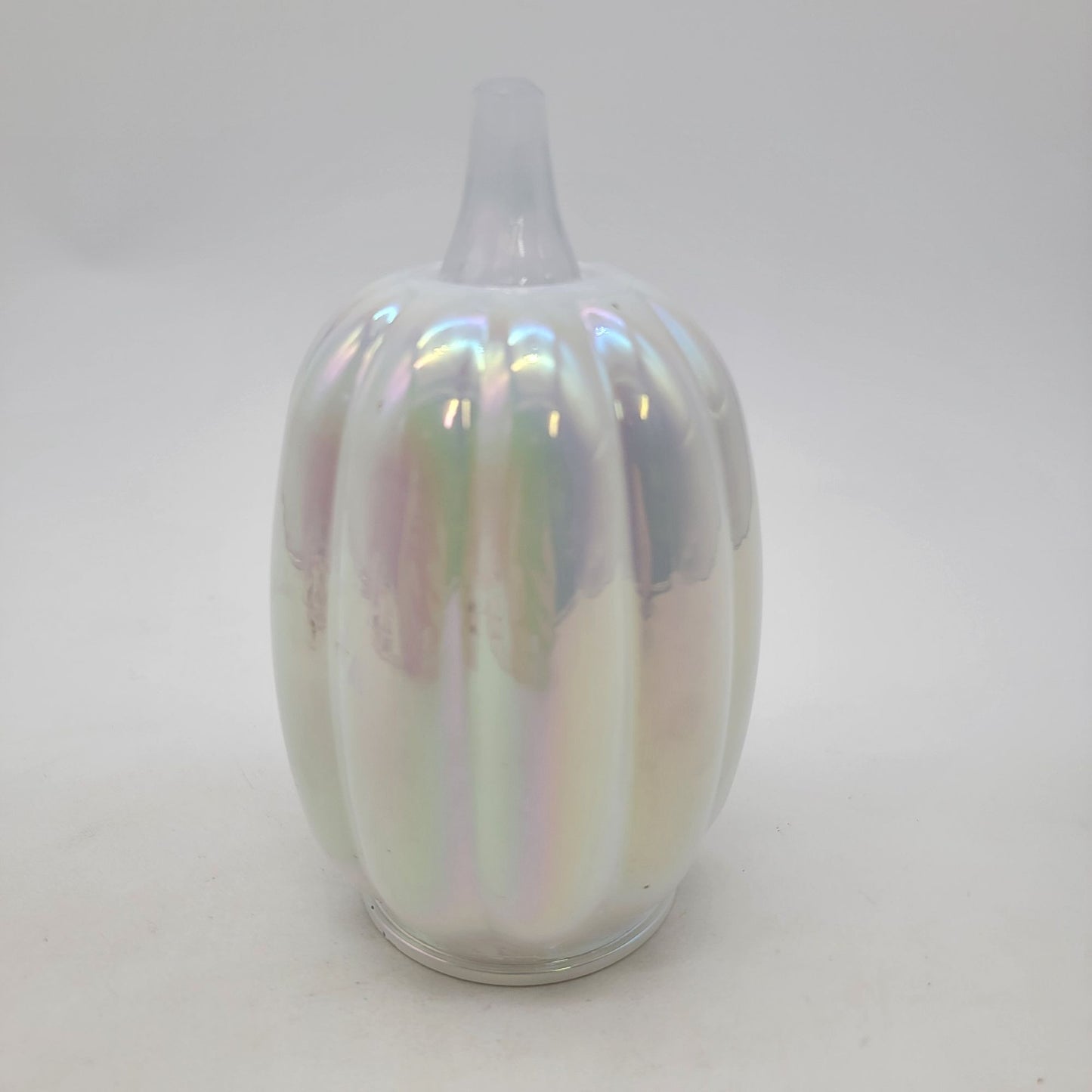 Iridescent White Art Glass Pumpkin