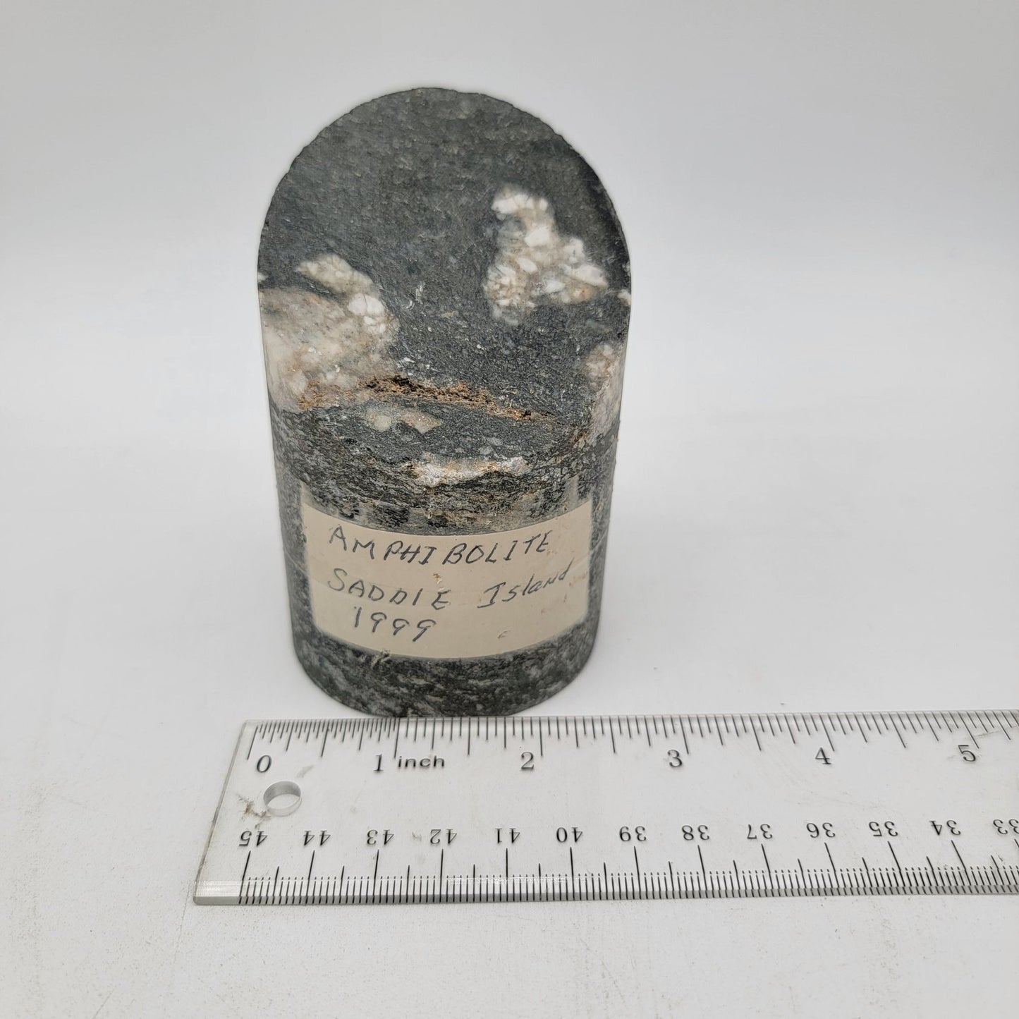 Amphibolite Rock Core Sample From Saddle Island 1995 Collectible Specimen