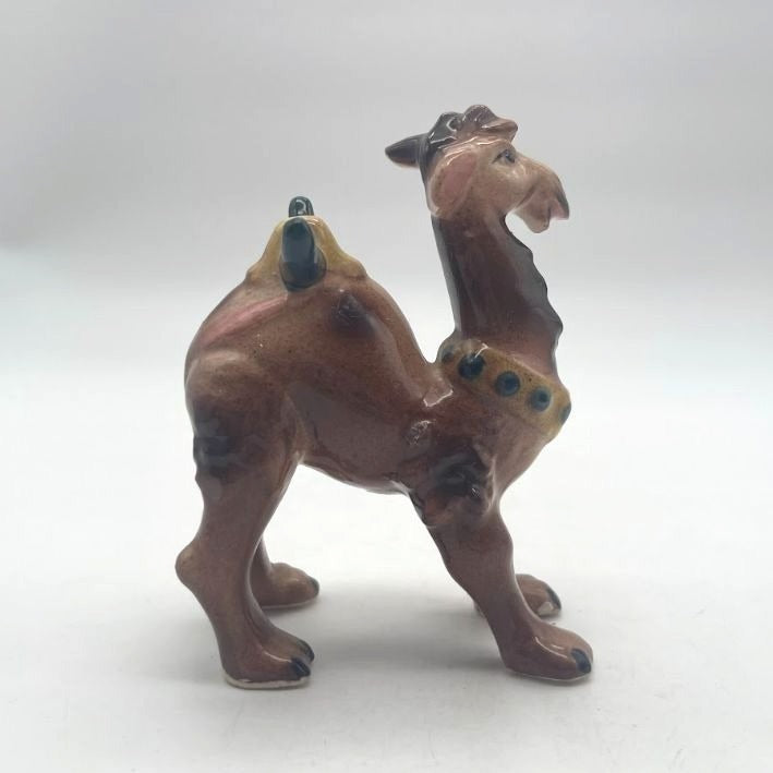 Vintage Majolica Pottery Standing Camel Figurine