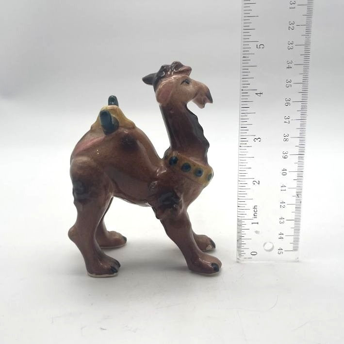 Vintage Majolica Pottery Standing Camel Figurine