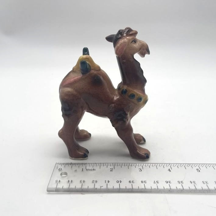 Vintage Majolica Pottery Standing Camel Figurine
