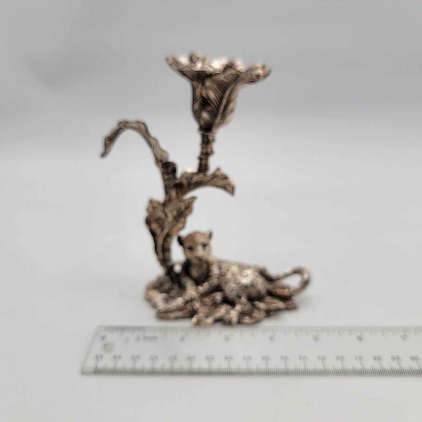 Set of 2 Arthur Court Safari Jaguar & Elephant Candle Holders