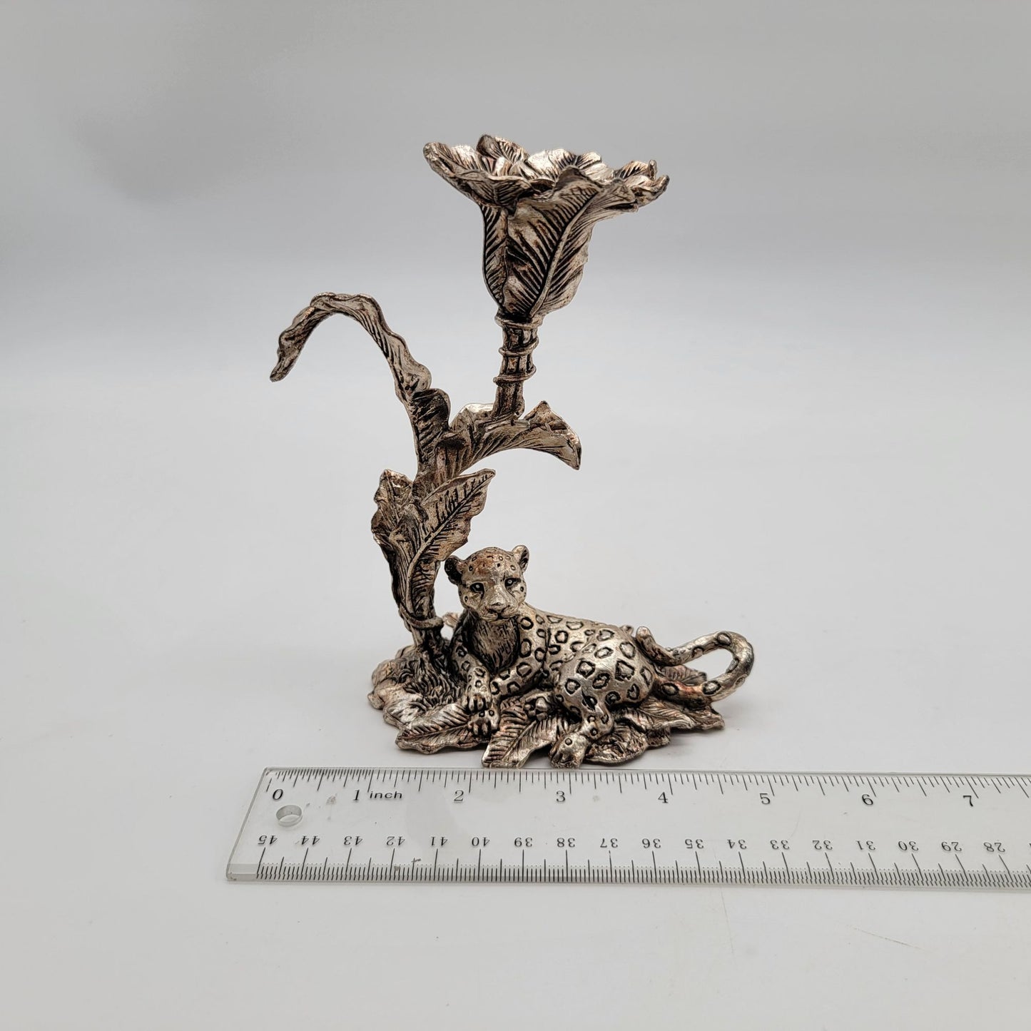 Set of 2 Arthur Court Safari Jaguar & Elephant Candle Holders