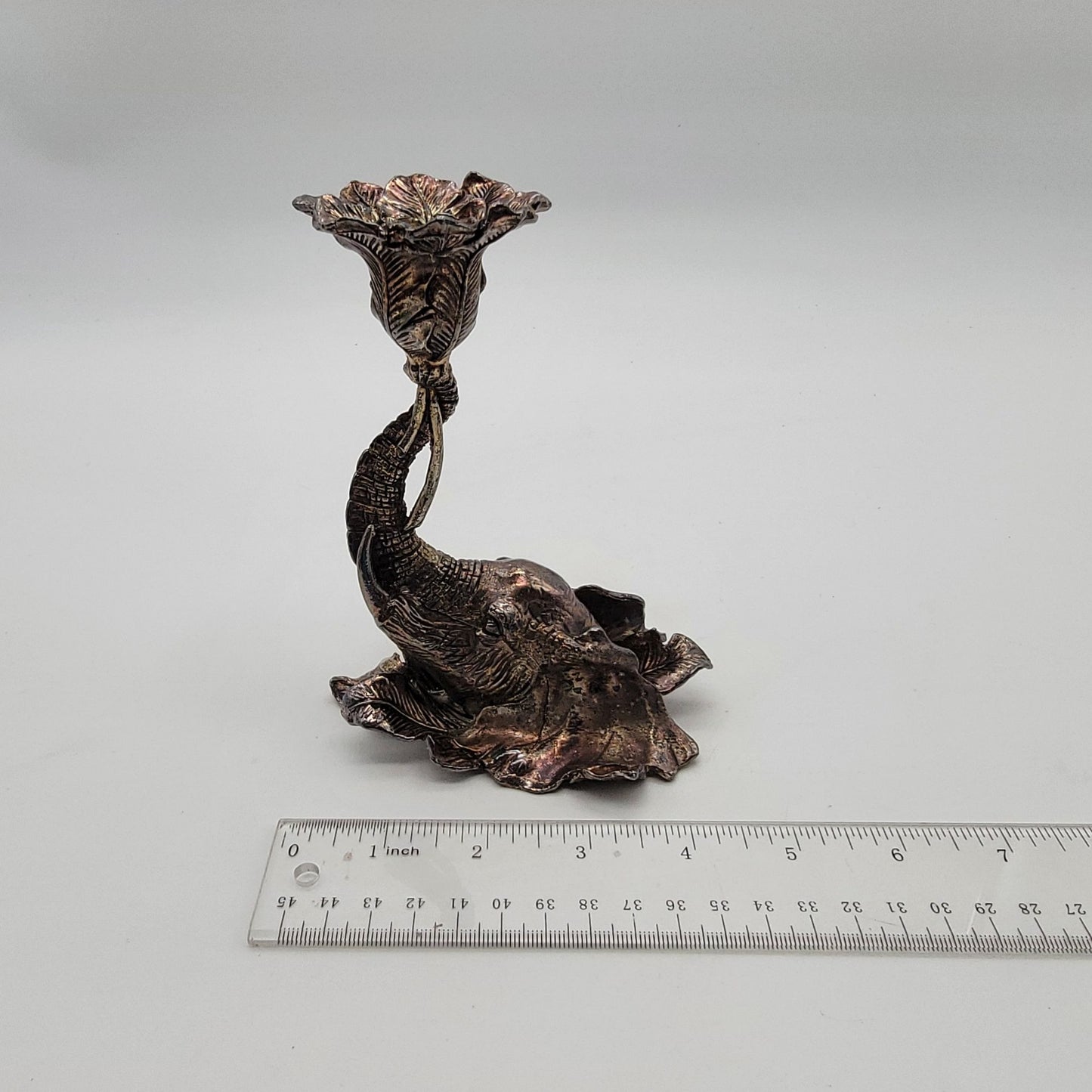 Set of 2 Arthur Court Safari Jaguar & Elephant Candle Holders