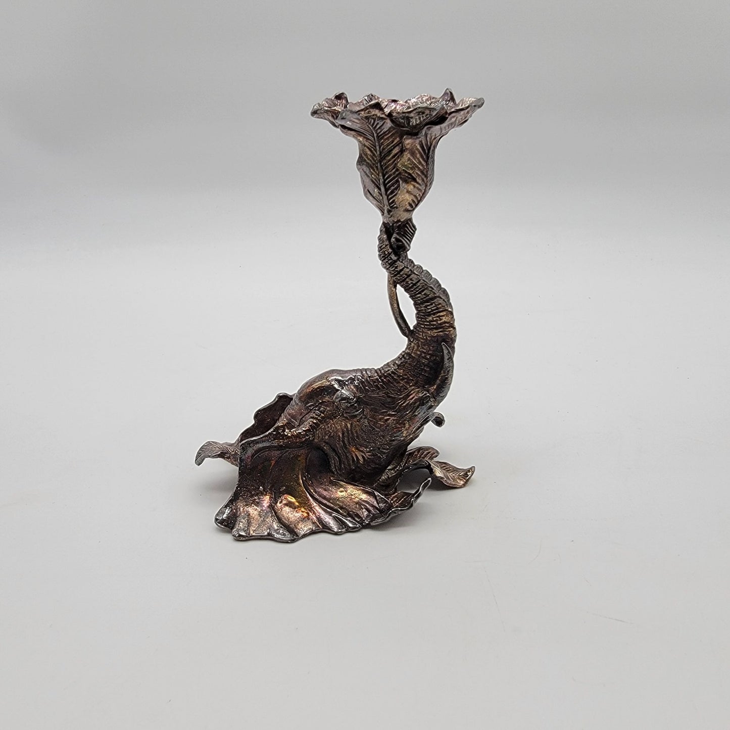 Set of 2 Arthur Court Safari Jaguar & Elephant Candle Holders