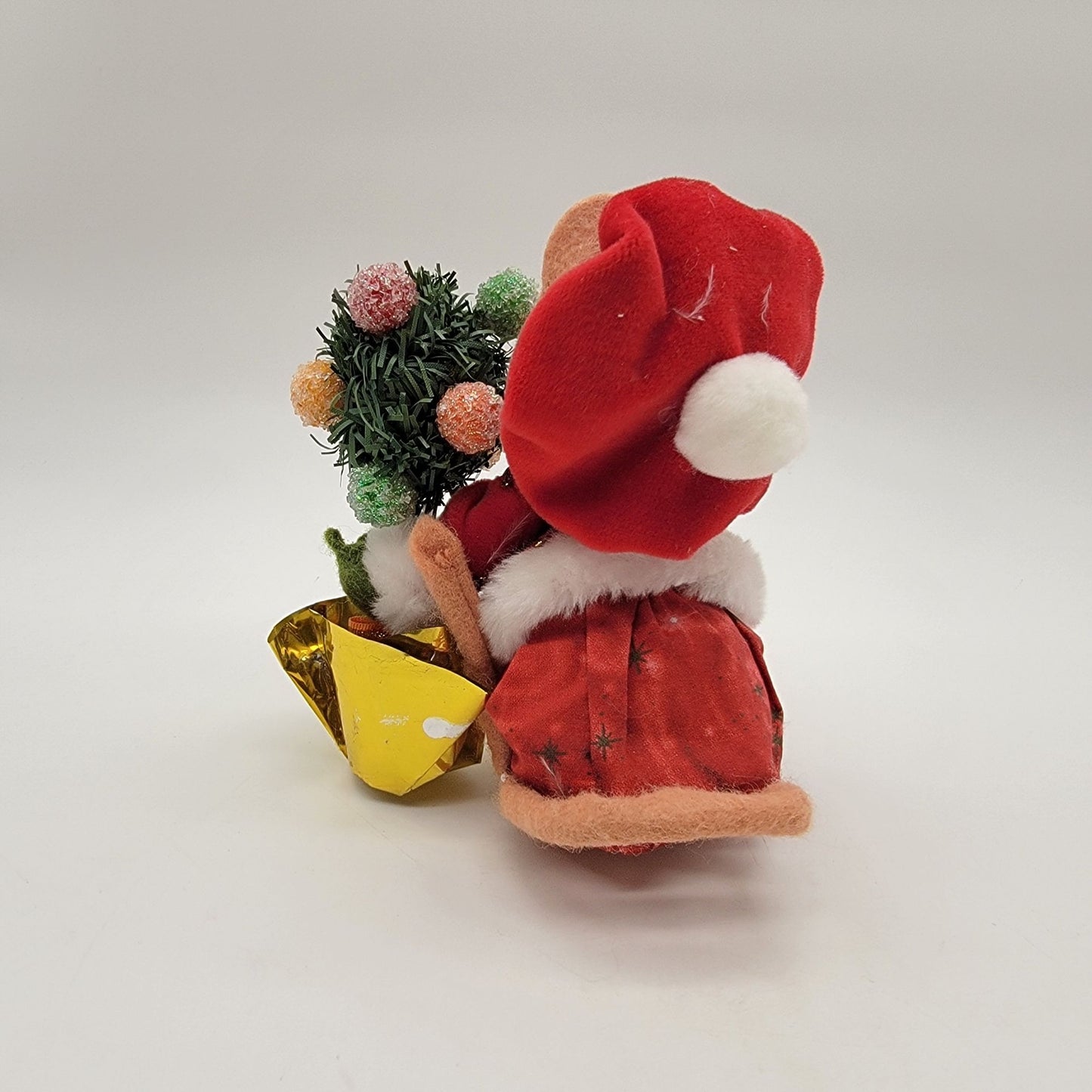 Vintage Annalee Christmas Mouse Doll Holding Festive Tree