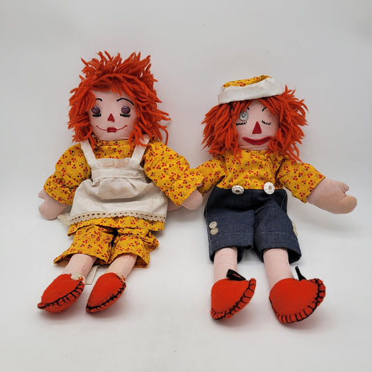 Vintage Handmade Raggedy Ann & Andy Dolls Set