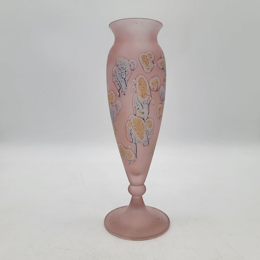 Art Nouveau Style Frosted Pink Glass Vase