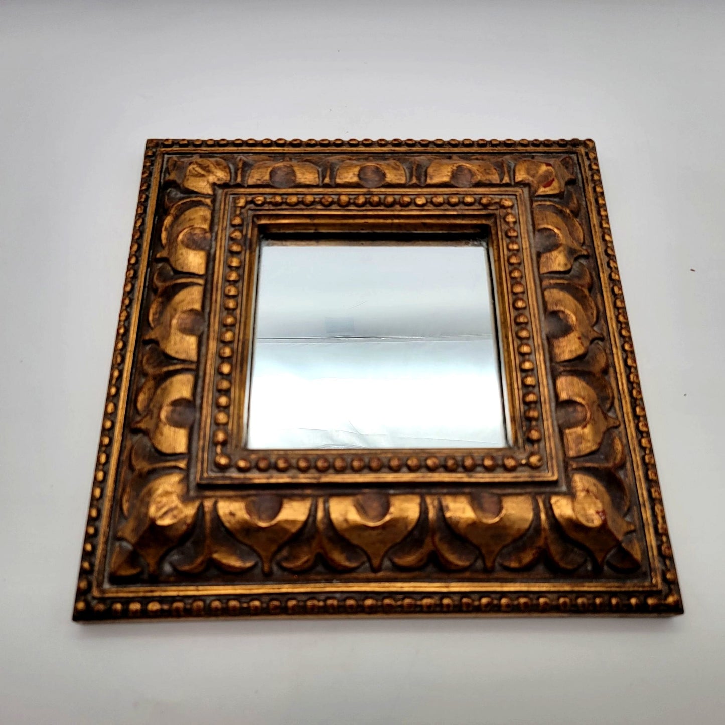 Vintage 1998 Bombay Co. Ornate Gold-Tone Square Accent Mirror