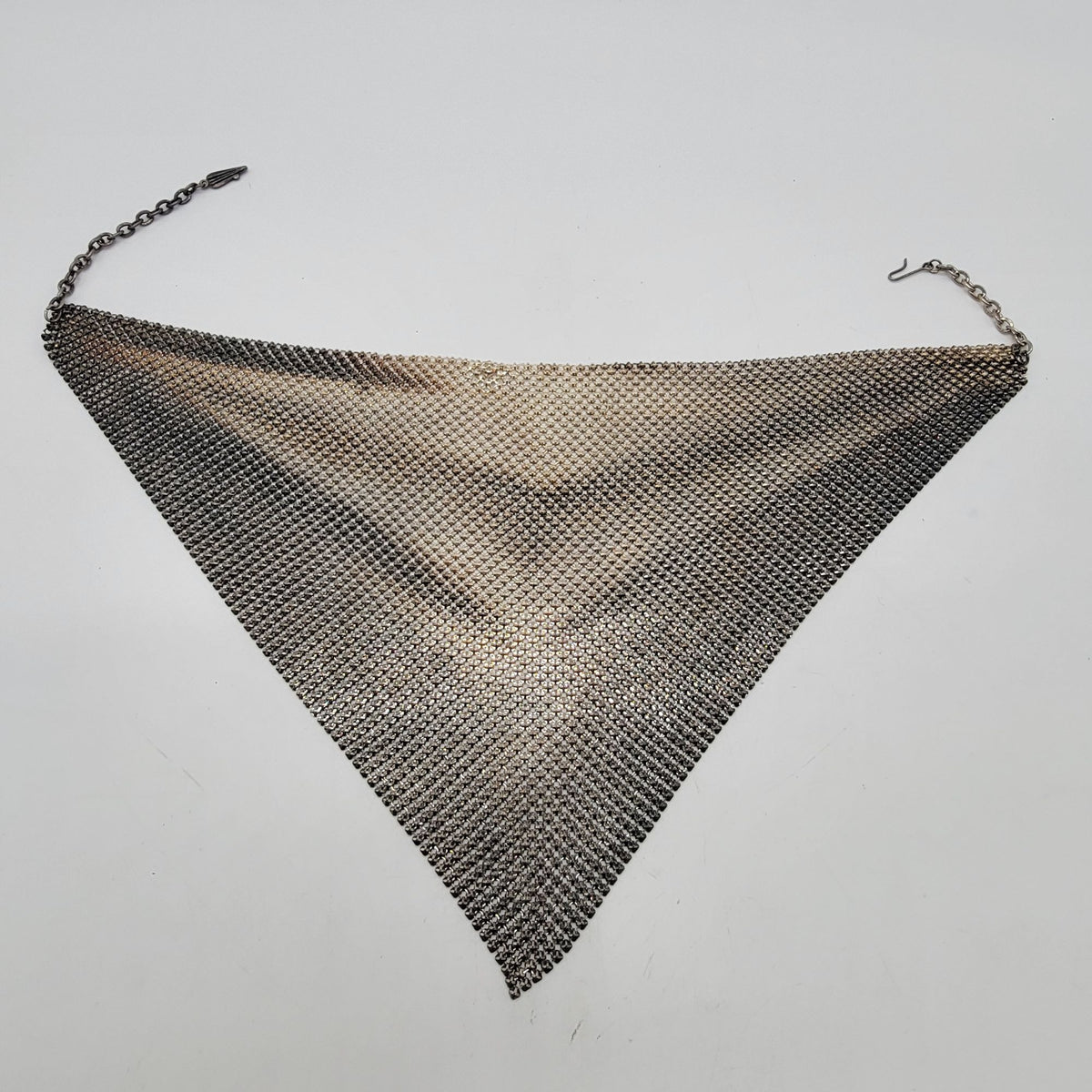 1970s Whiting and Davis Mesh Bib Necklace Silver Tone