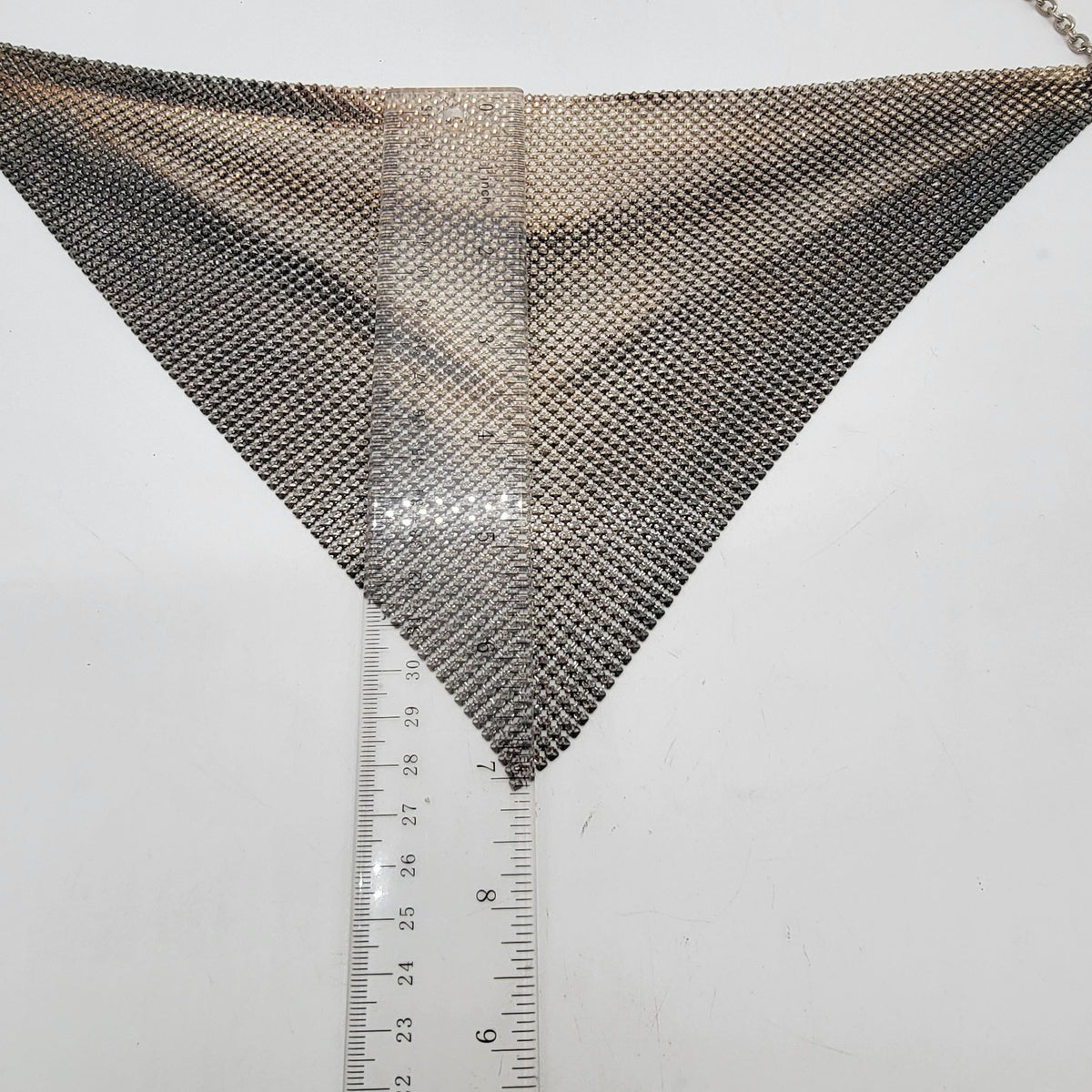 1970s Whiting and Davis Mesh Bib Necklace Silver Tone
