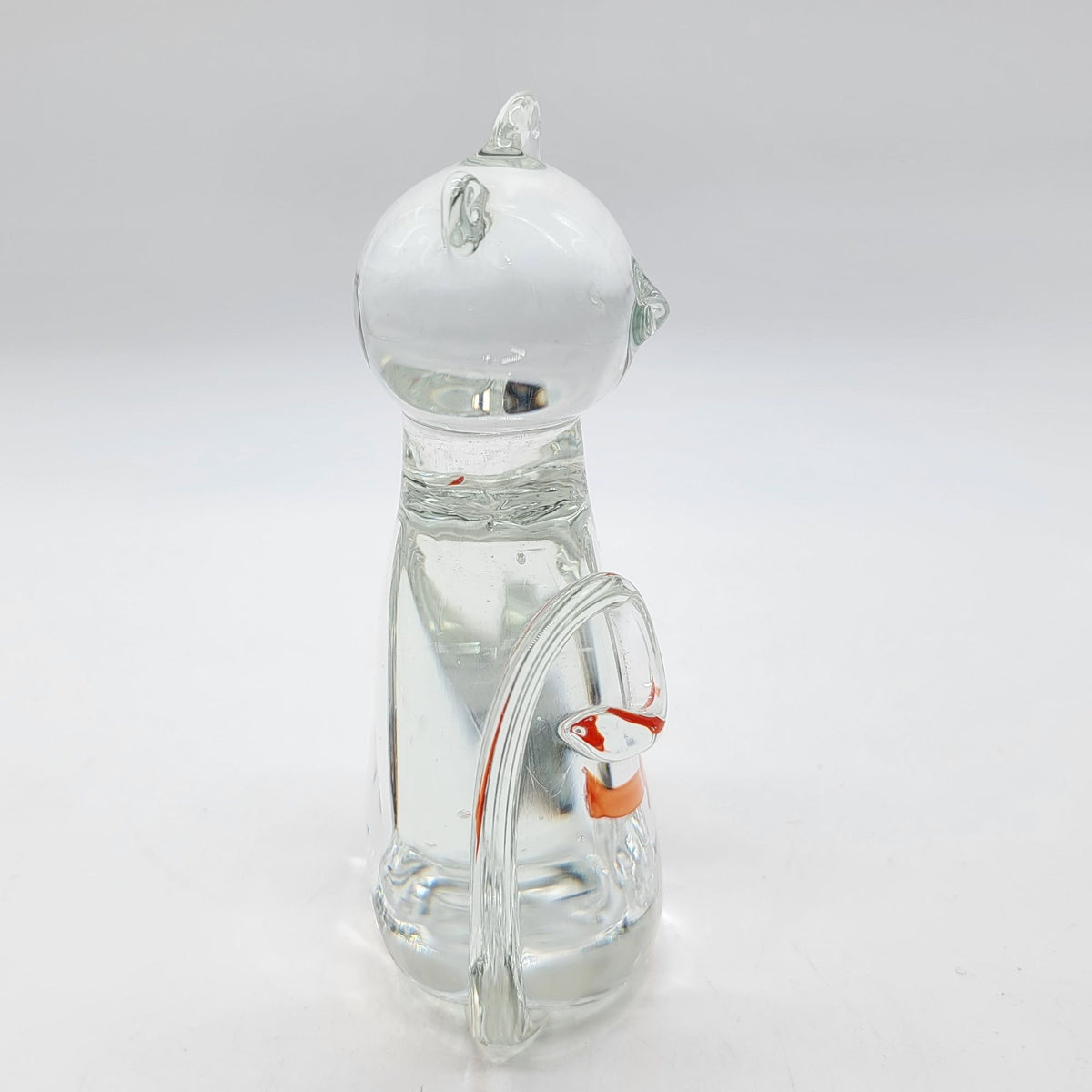 Hand-Blown Glass Cat Sculpture With GoldFish In Belly