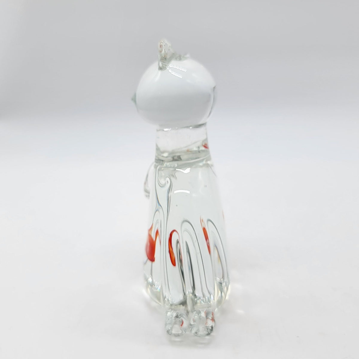 Hand-Blown Glass Cat Sculpture With GoldFish In Belly