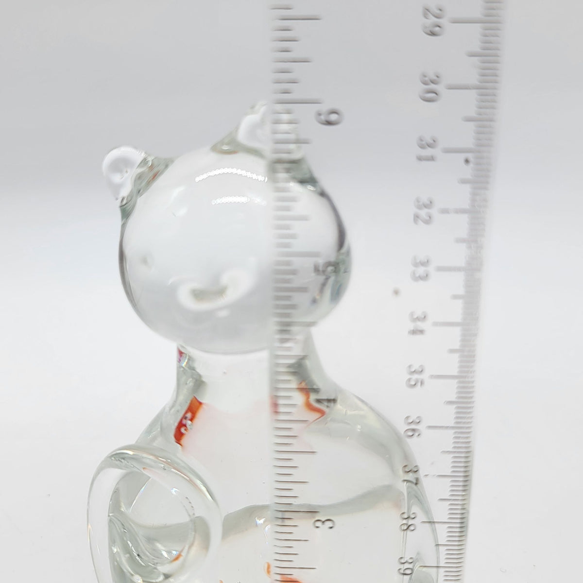 Hand-Blown Glass Cat Sculpture With GoldFish In Belly