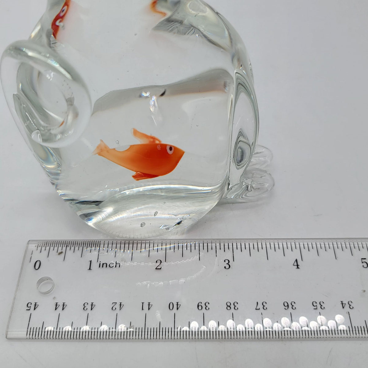 Hand-Blown Glass Cat Sculpture With GoldFish In Belly