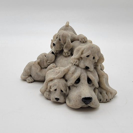 2001 Quarry Critters Peaches Puppies Sculpture