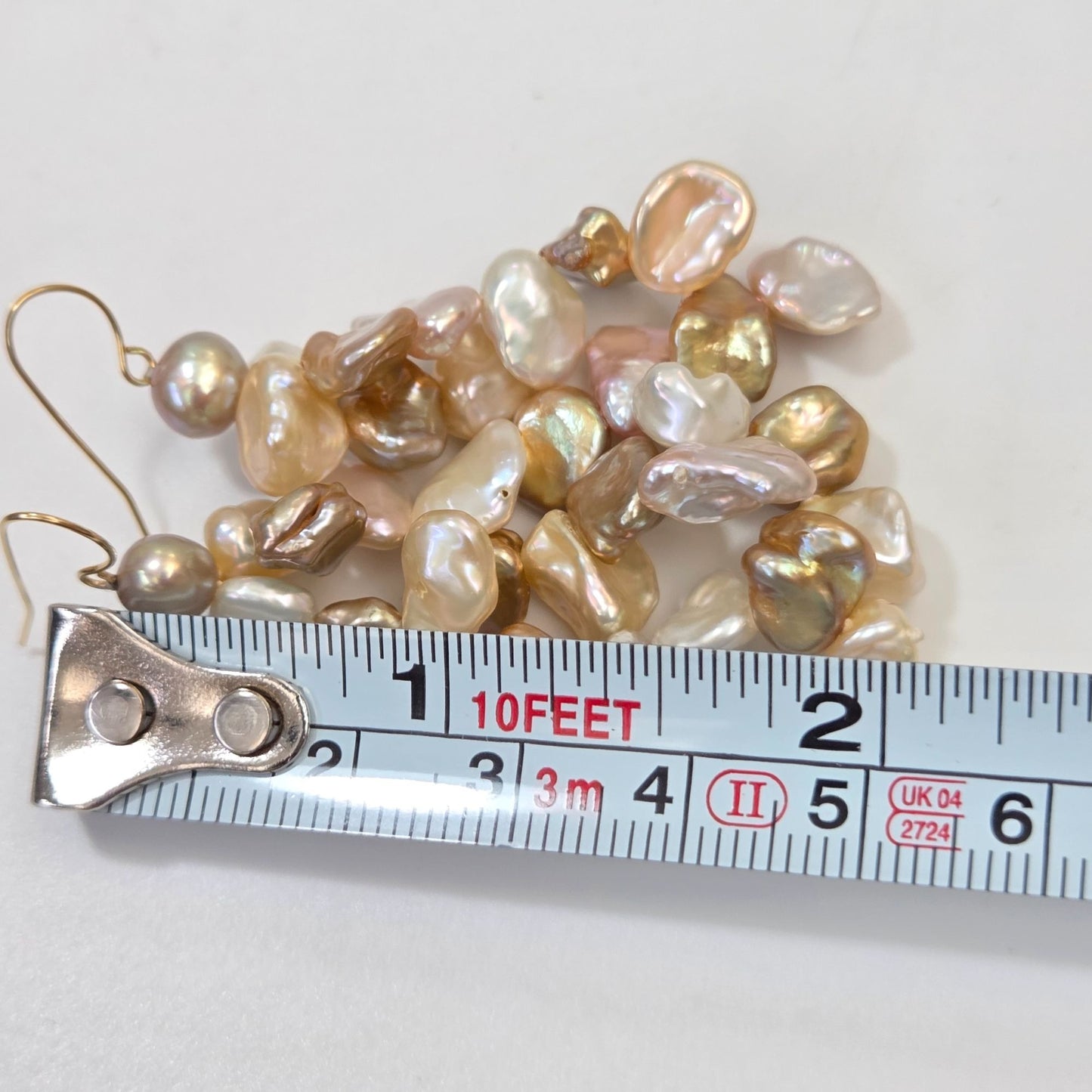 Keshi Pearl Cluster Dangle Earrings With On 14K Gold Hooks