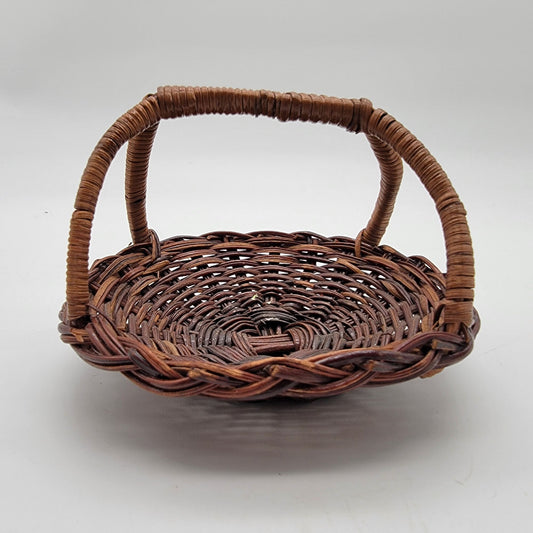 Vintage Miniature Wicker Gathering Basket With Handle