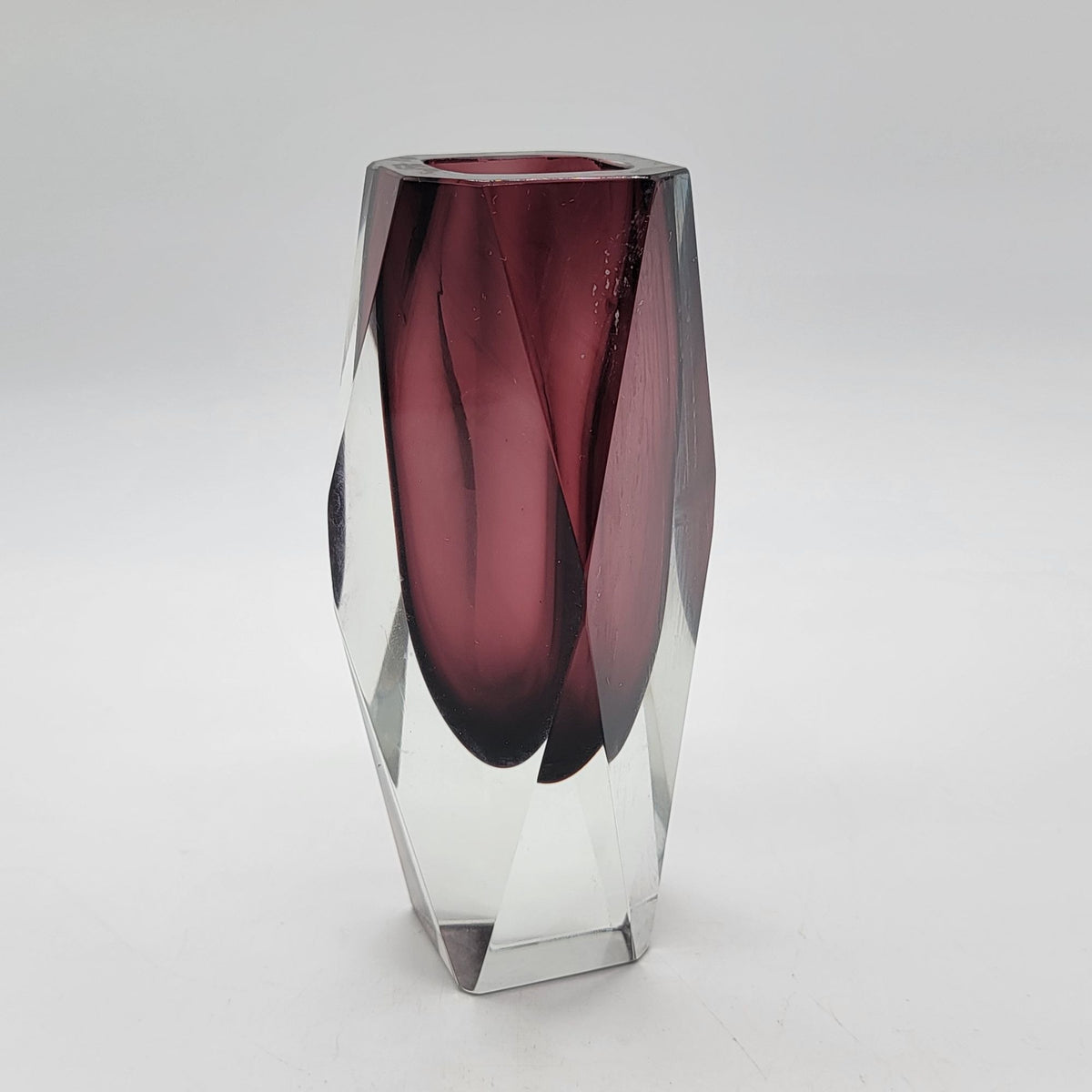 Mid-Century Purple Murano Faceted Sommerso Glass Vase by Luigi Mandruzzato, 1960