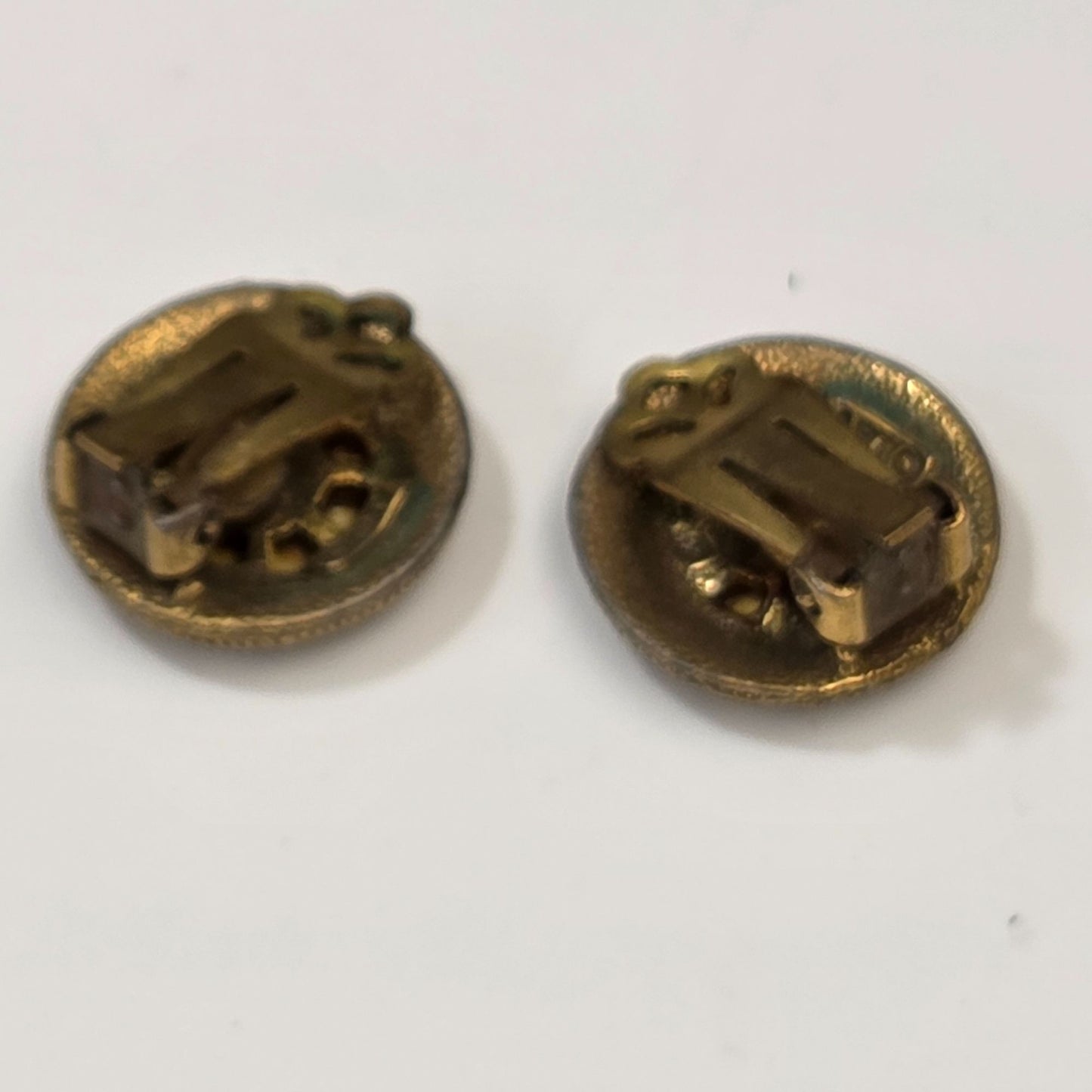 Vintage Mother of Pearl Clock Face Clip-On Earrings Signed ART