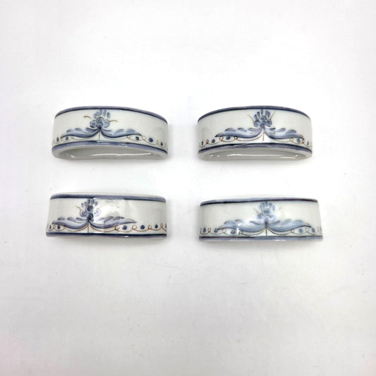 Set Of 4 Viana Do Castelo Blue & White Napkin Rings