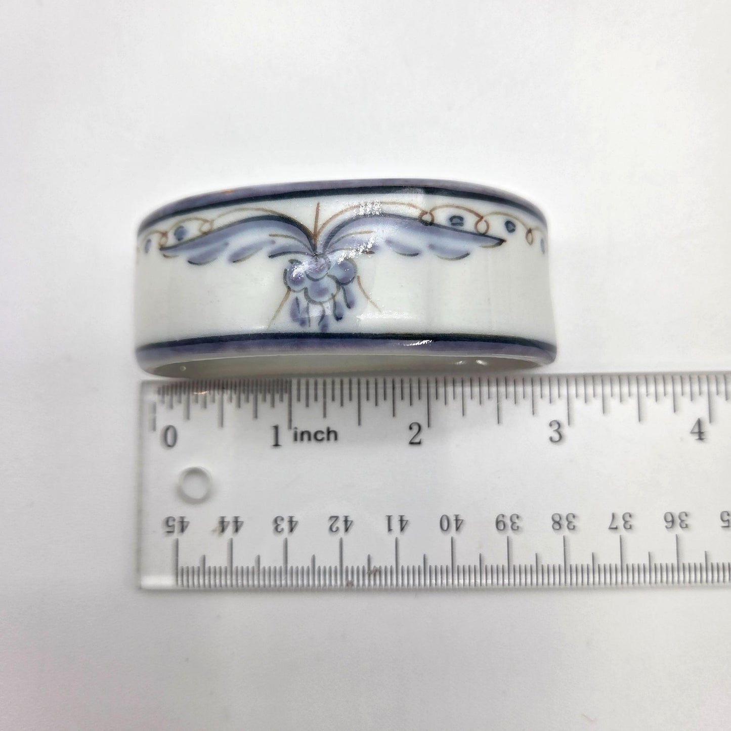 Set Of 4 Viana Do Castelo Blue & White Napkin Rings