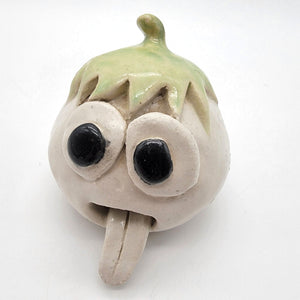Anthropomorphic Tomato Pottery Sculpture With Quirky Face