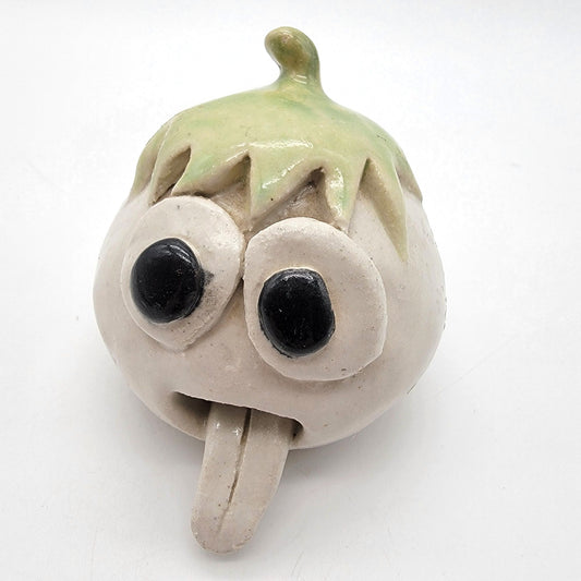 Anthropomorphic Tomato Pottery Sculpture With Quirky Face