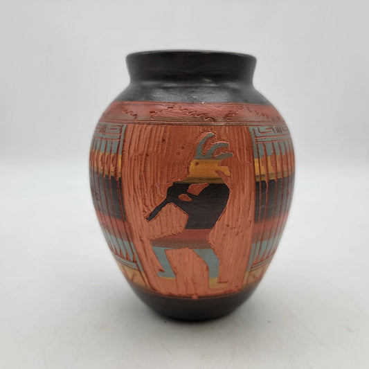 Vintage Navajo Pottery Vase With Kokopelli Design