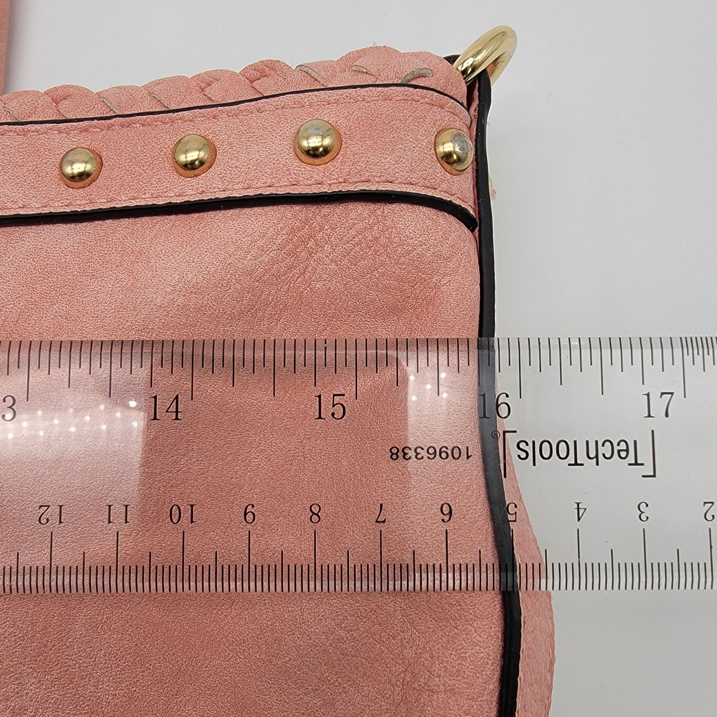 Pink Leather Tote Bag Purse With Studding & Double Handles