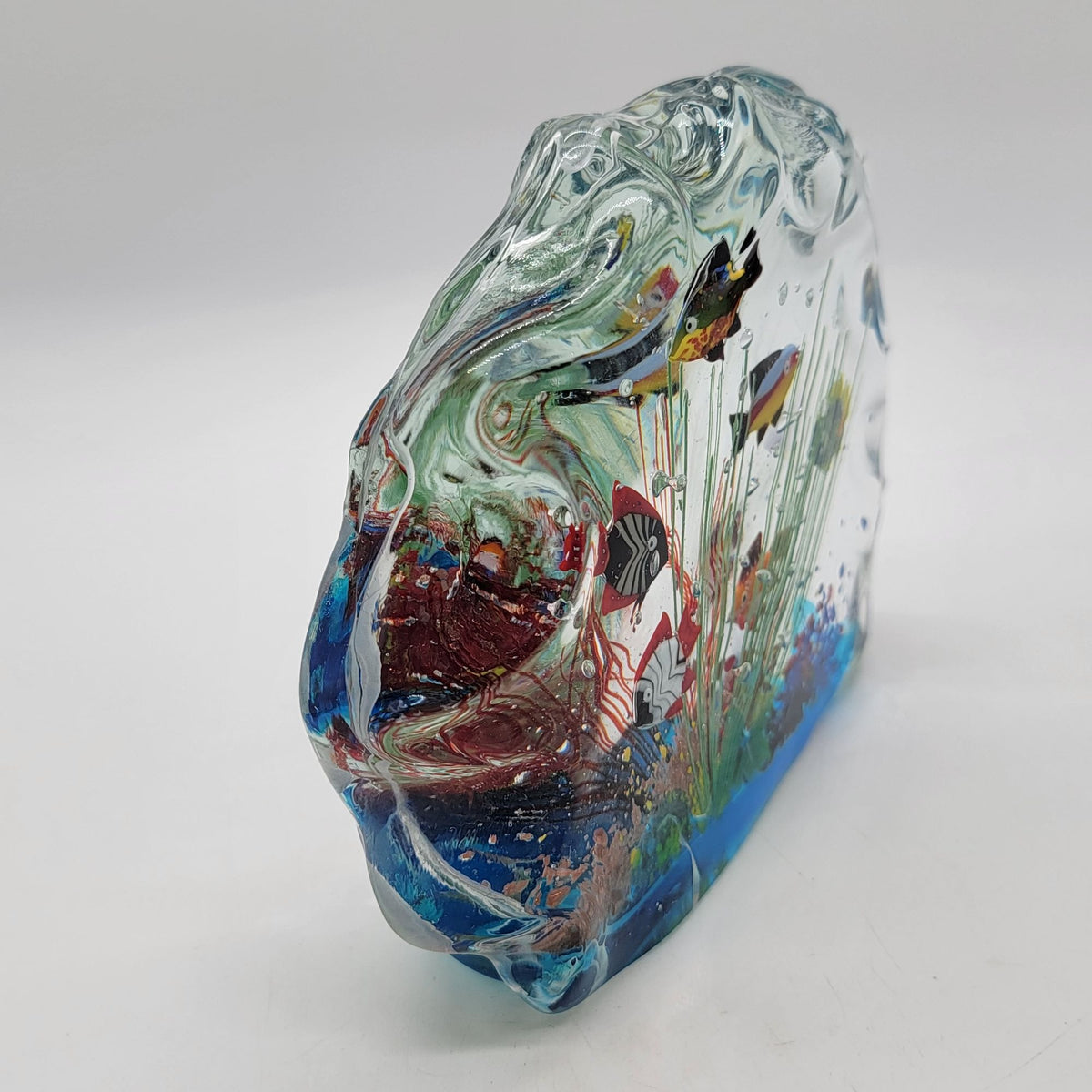 Large Vintage Murano Style Glass Aquarium Paperweight
