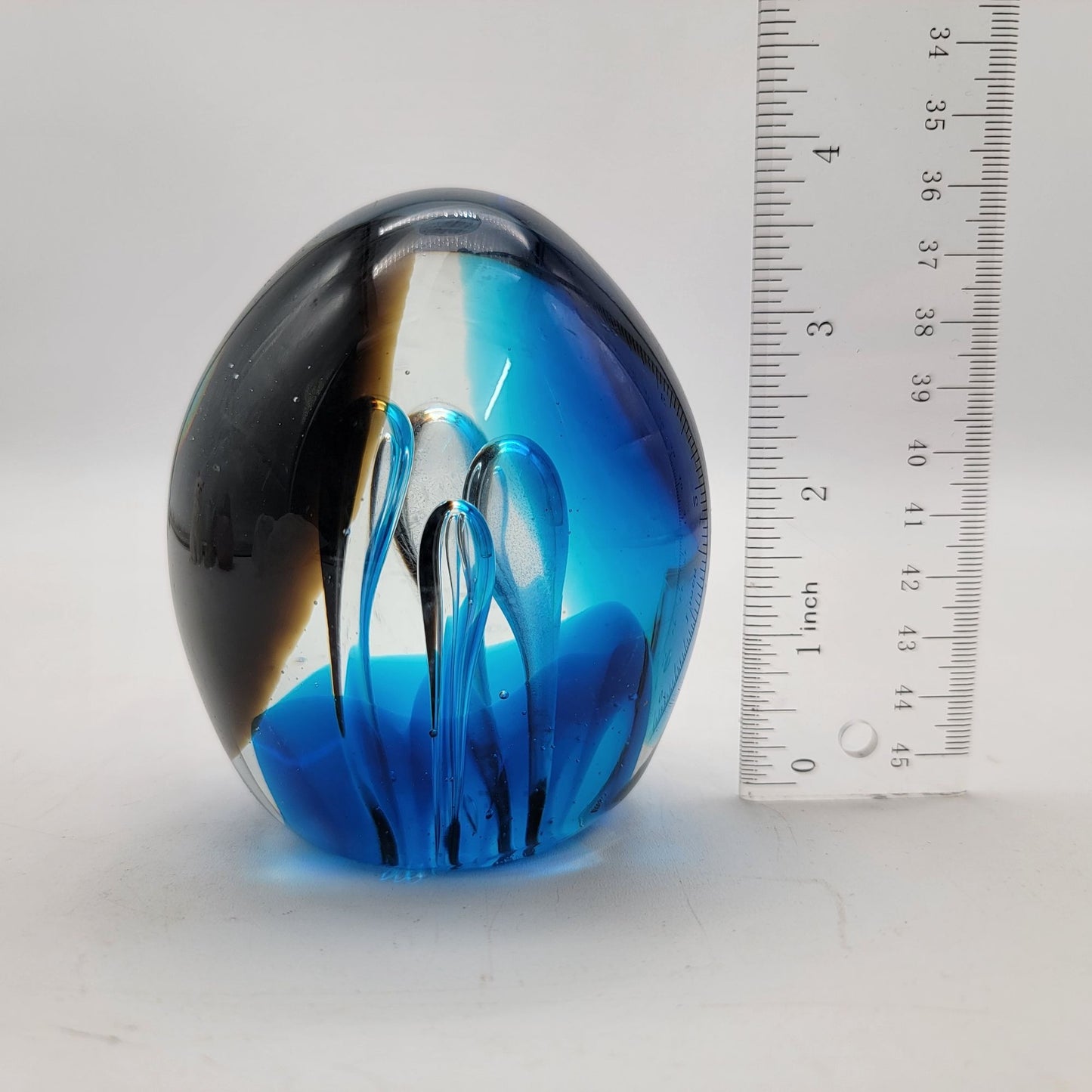 Blue & Black Art Glass Paperweight