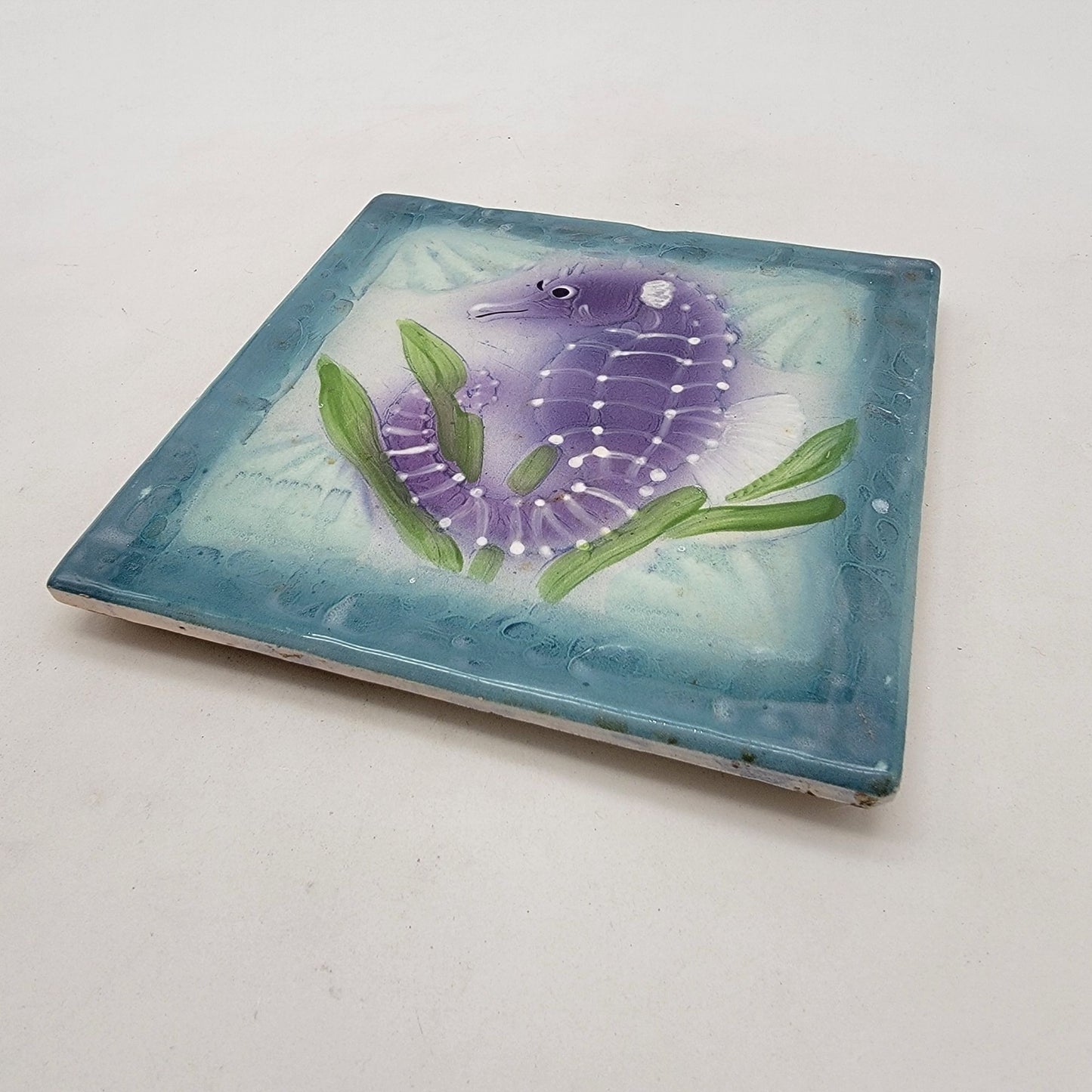 Leilani Tiles OHawaii Susan Clay Handpainted Seahorse Wall Tile Art