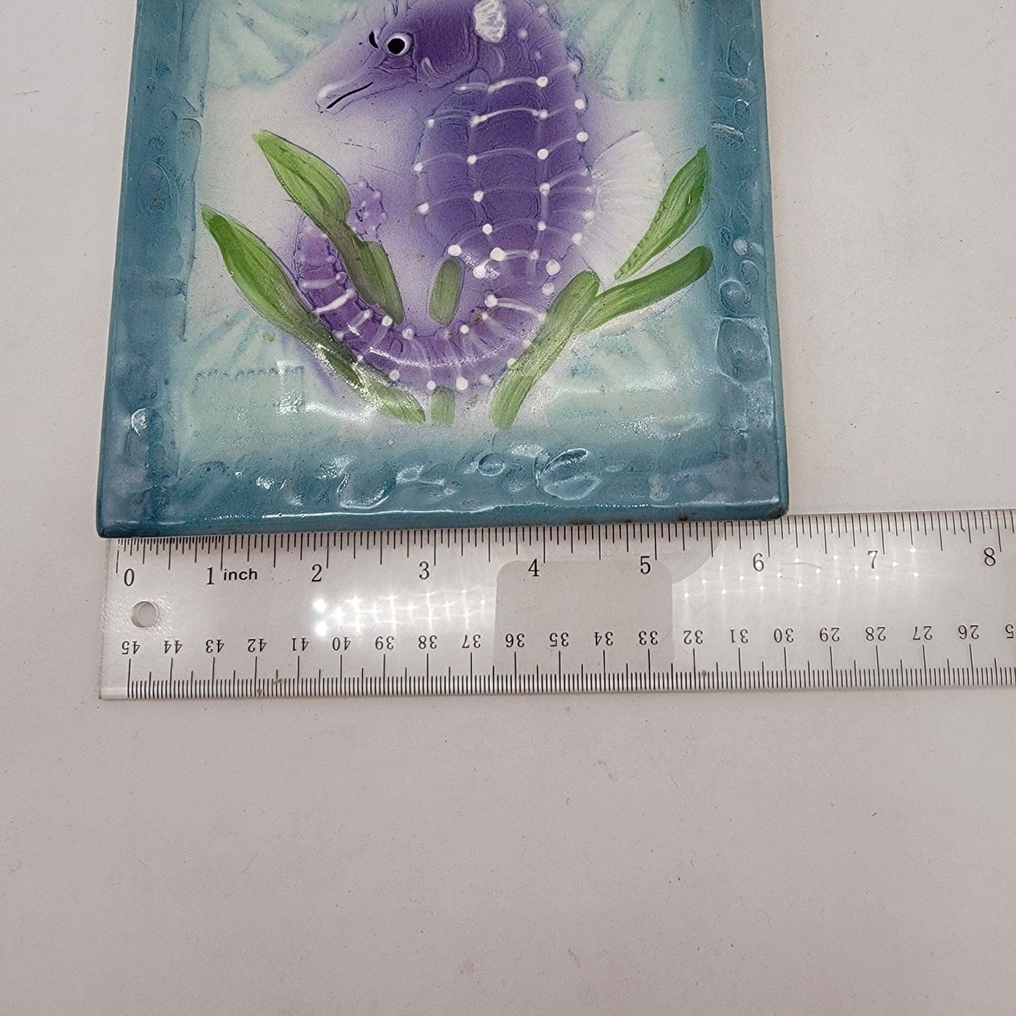 Leilani Tiles OHawaii Susan Clay Handpainted Seahorse Wall Tile Art