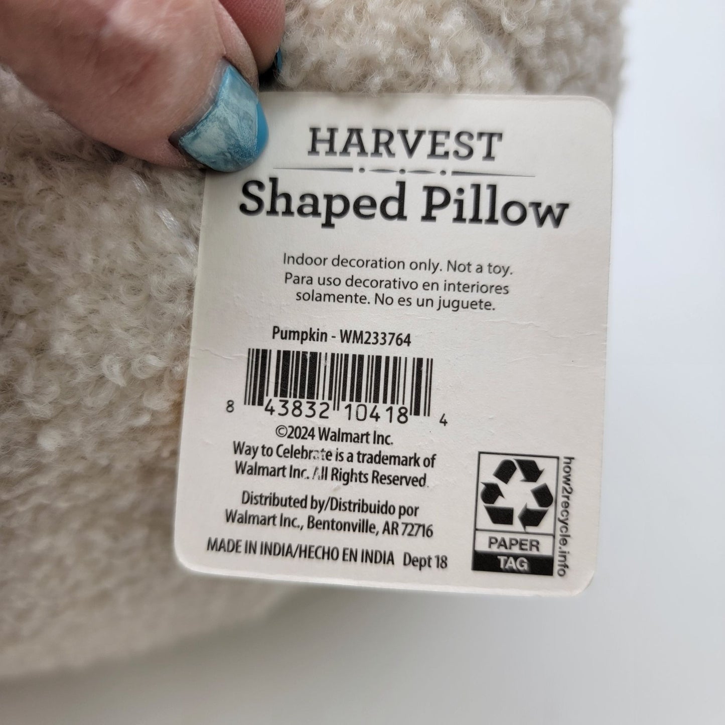 White Harvest Shaped Pumpkin Pillow Indoor Decoration