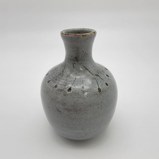 Vintage Signed 1997 Art Pottery Vase Blue Gray