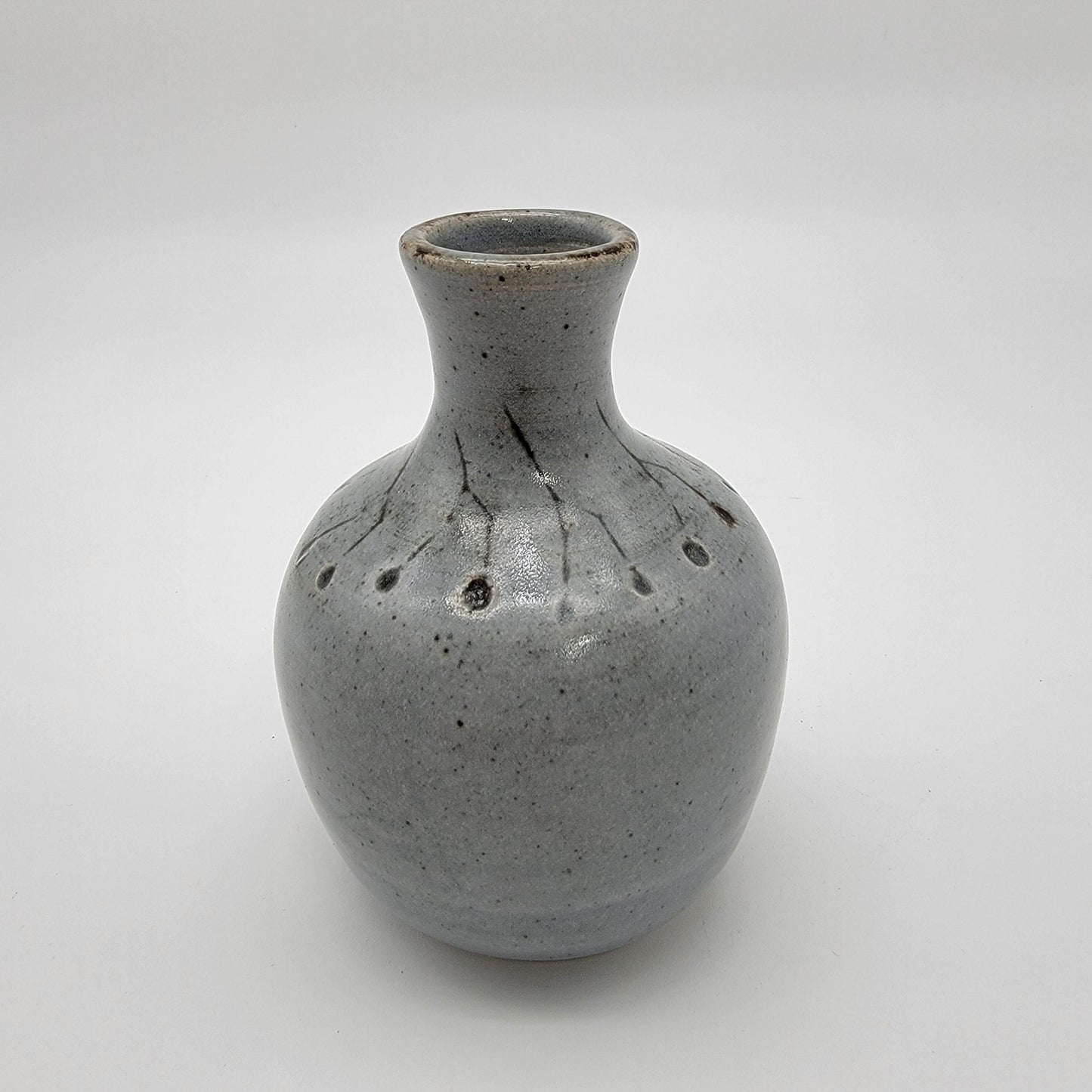 Vintage Signed 1997 Art Pottery Vase Blue Gray
