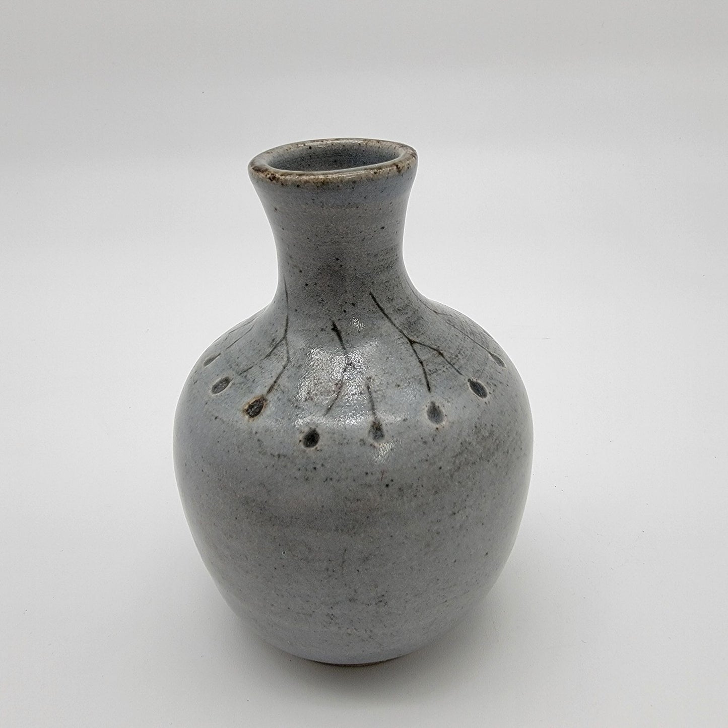 Vintage Signed 1997 Art Pottery Vase Blue Gray