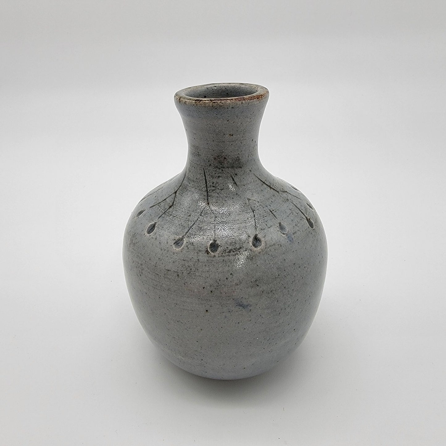 Vintage Signed 1997 Art Pottery Vase Blue Gray