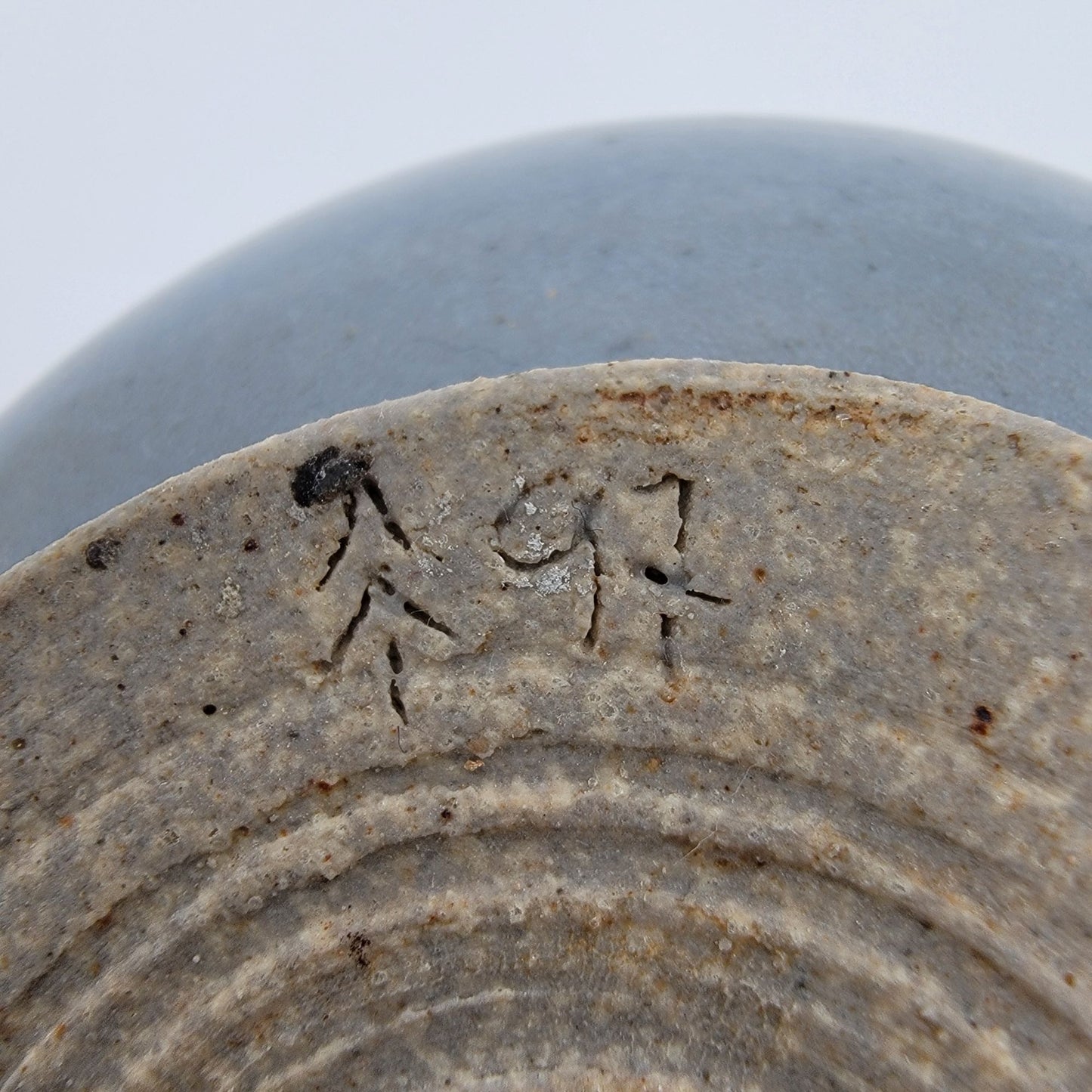Vintage Signed 1997 Art Pottery Vase Blue Gray