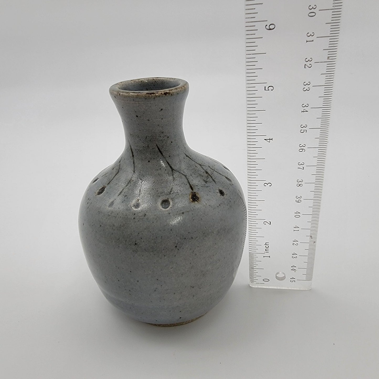 Vintage Signed 1997 Art Pottery Vase Blue Gray