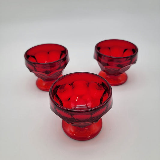 Vintage Fenton Georgian Ruby Red Sherbet Glasses Set Of 3