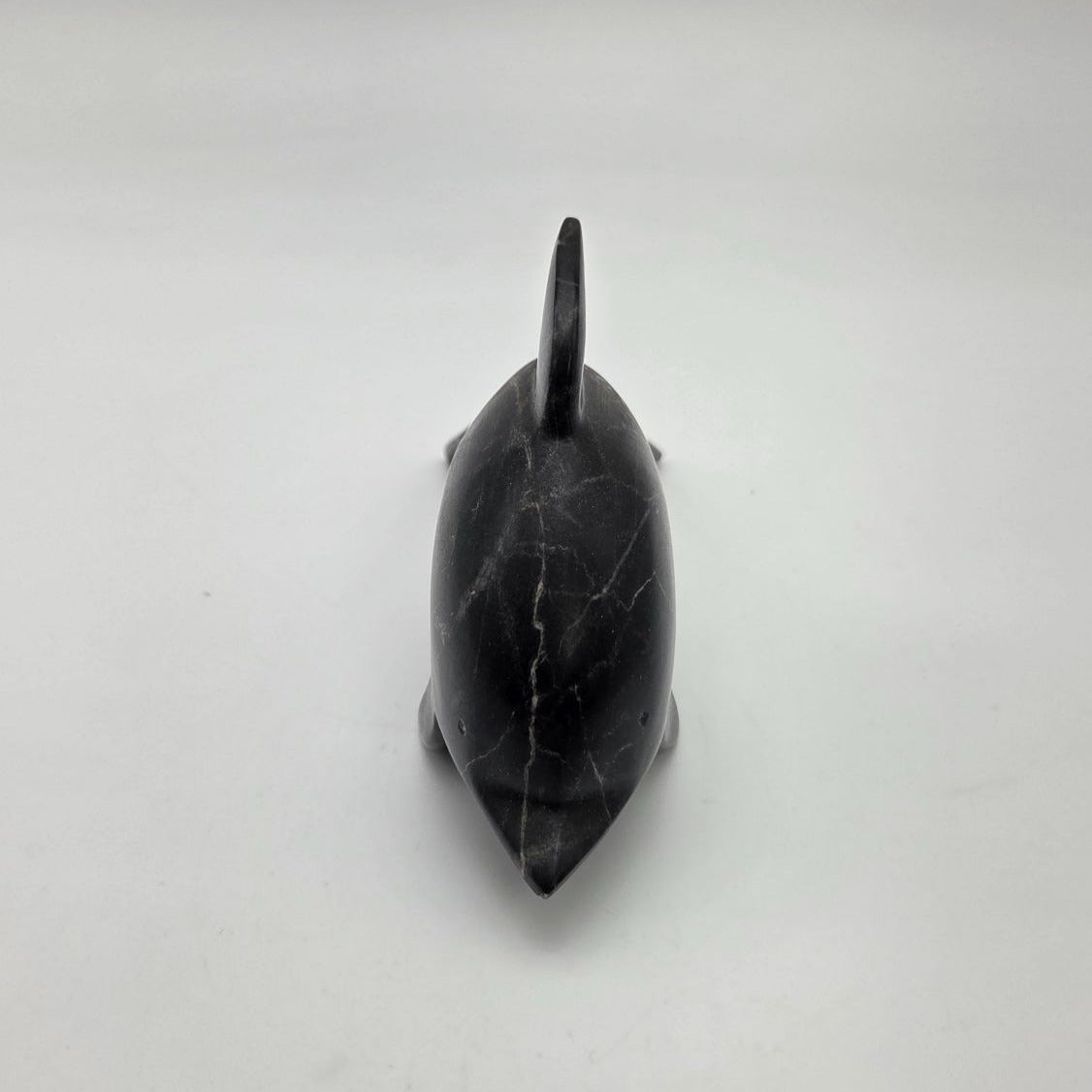Vintage Hand-Carved Marble Stone Dolphin Sculpture