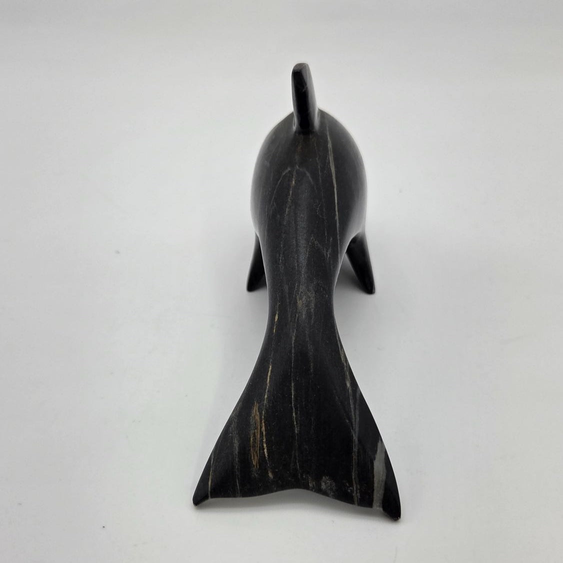 Vintage Hand-Carved Marble Stone Dolphin Sculpture