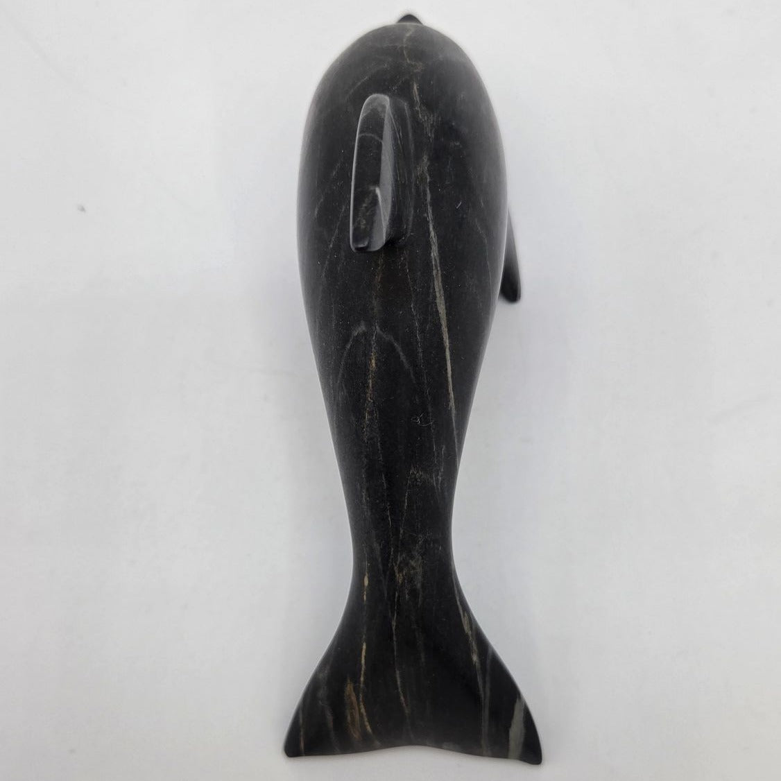 Vintage Hand-Carved Marble Stone Dolphin Sculpture