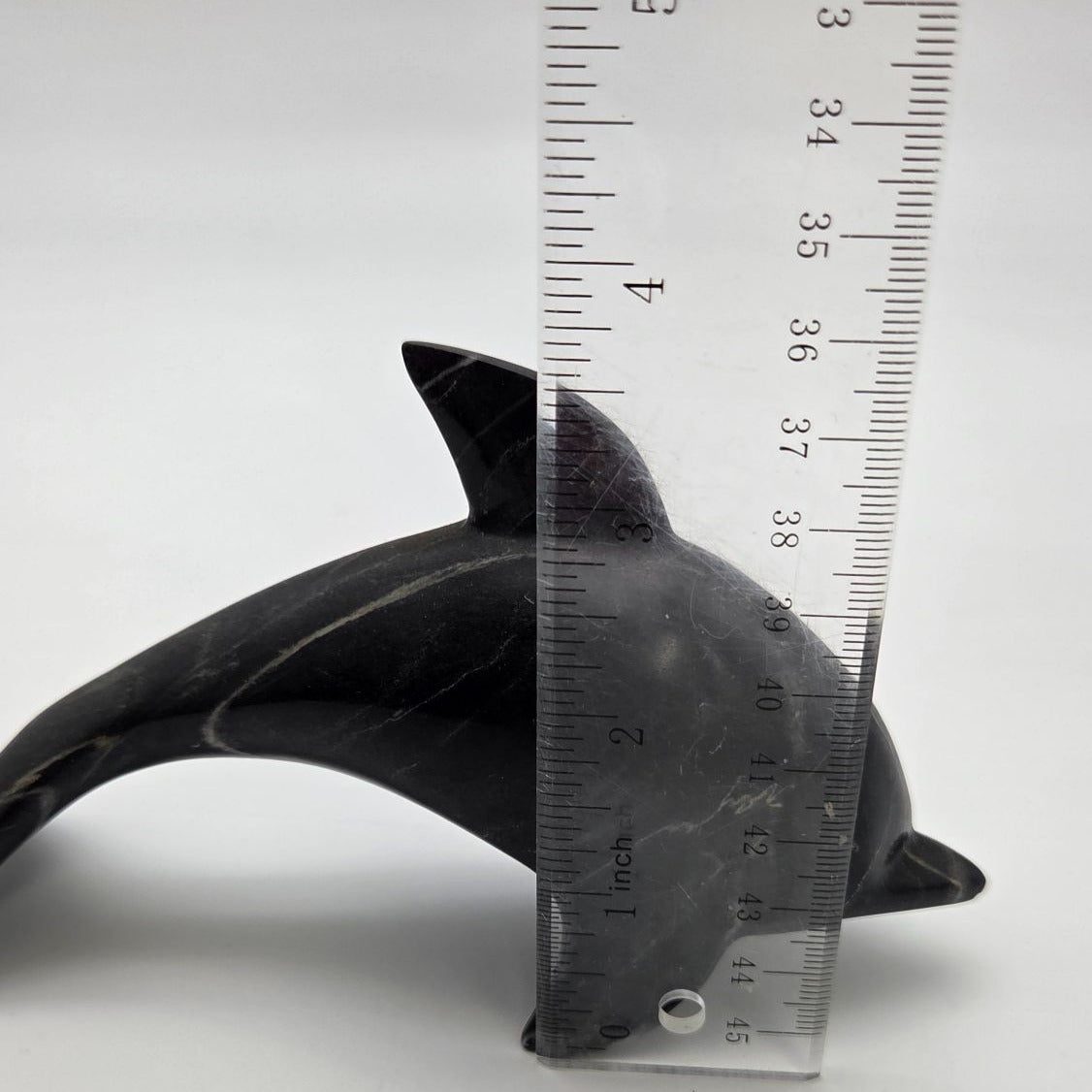 Vintage Hand-Carved Marble Stone Dolphin Sculpture