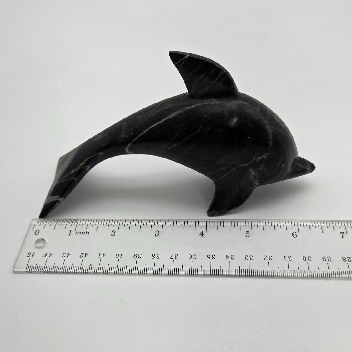 Vintage Hand-Carved Marble Stone Dolphin Sculpture
