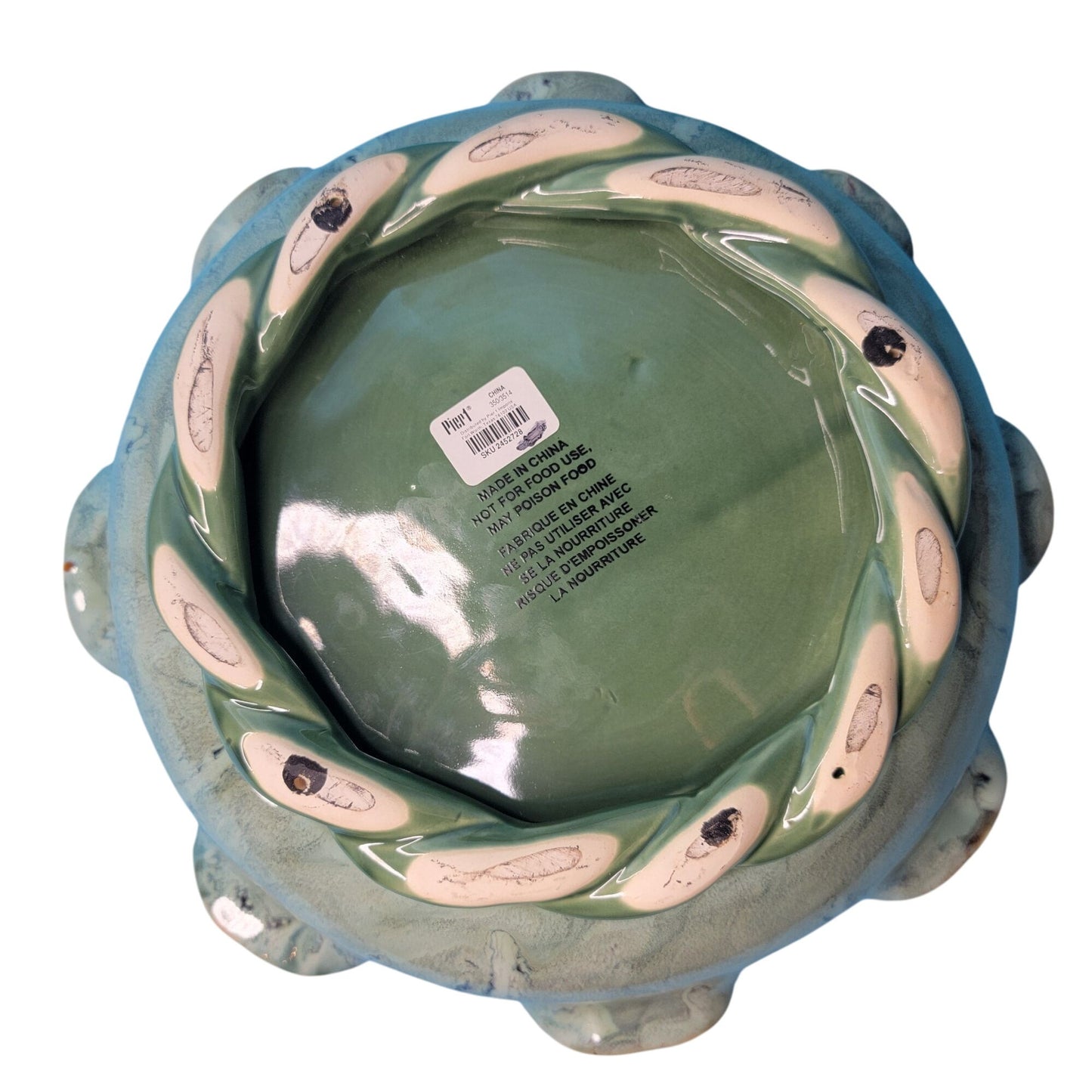 HUGE Pier 1 Majolica Pottery Frog Planter 16"